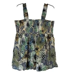 Lane Bryant 18 / 20 Floral Boho Cottagecore Sleeveless Top Plus Smocked Blouse